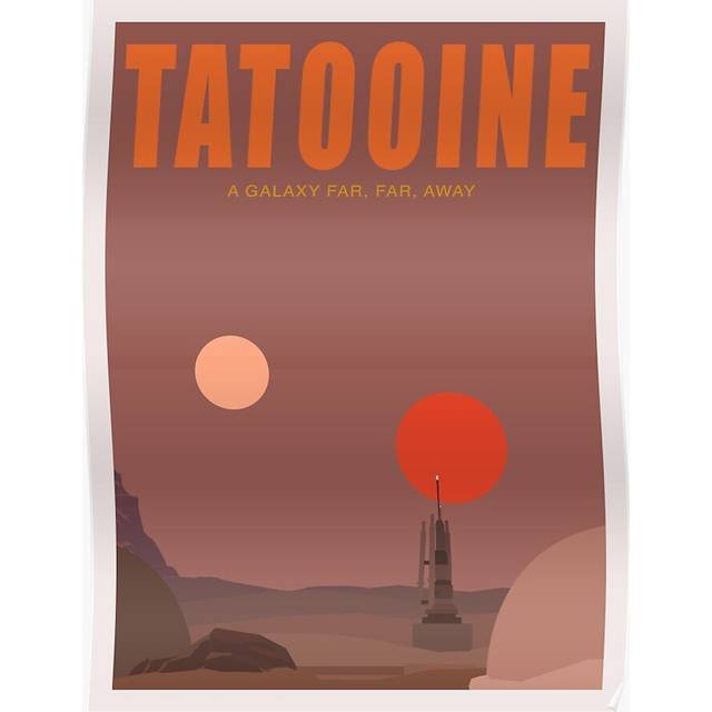 Posters Tatooine Binary Sunset Vintage Travel 16x20 inch or 20x20 inch Wall Art Soccer Print