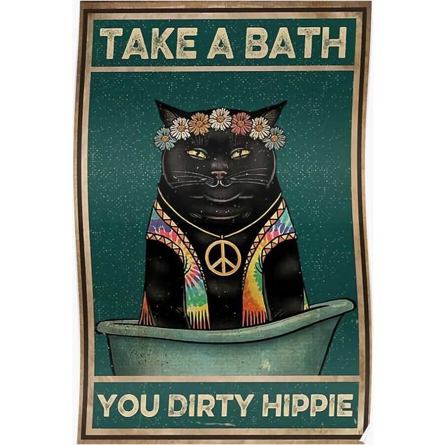 Posters cat take a bath you dirty hippie 16x20 inch or 20x20 inch Wall Art Soccer Print