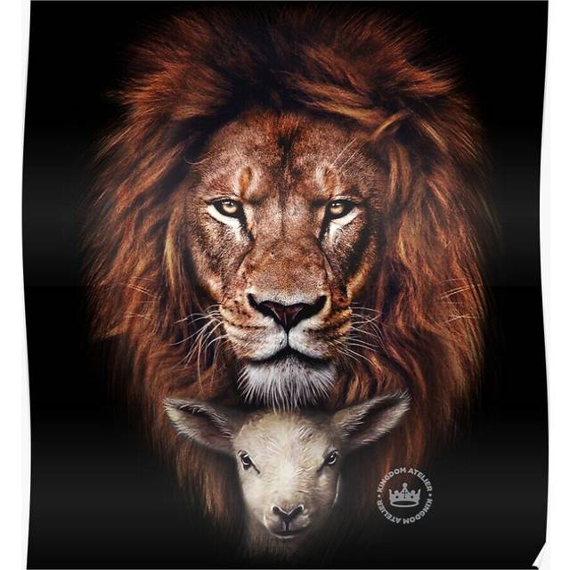 Posters Lion and the Lamb 16x20 inch or 20x20 inch Wall Art Soccer Print