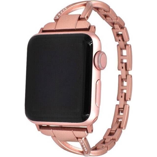 (Standard, Rose Gold) 42Mm Diamond Inserted Strap Bracelet Stainless Steel Watch Band For Apple