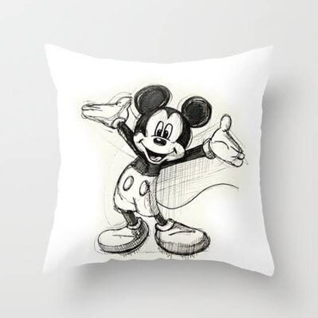 Cotton Decorative Throw Pillow Case Cushion Cover Mickey Mouse (45cmx45cm)