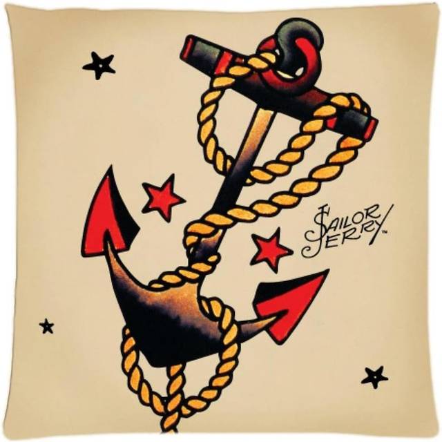 Sailor Jerry Tattoo Print Sofa Home Decor Design Throw Pillow Case Cushion Covers Square 18 Inch