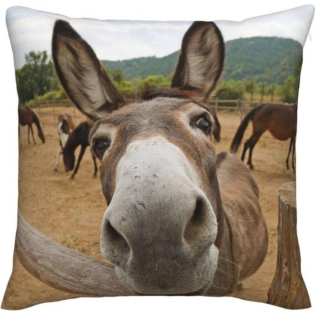Funny Cute Donkey Imitation Linen Throw Pillow Covers Decorative  Pillowcase Square Cushion Covers