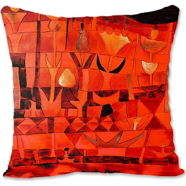 Decorative Throw Pillow Case Cover  Abstract Art - Klee - Fruit On Blue  B-Indian Flower Garden  B