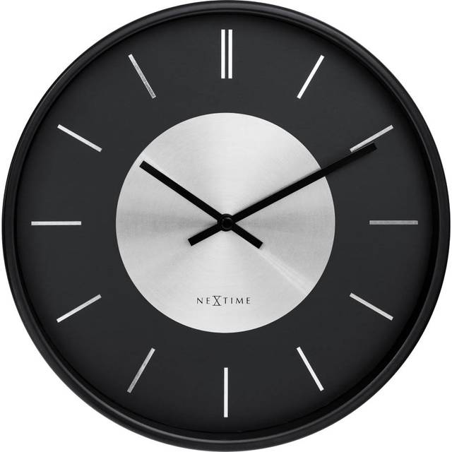 Nextime Retro Ii Stripes Väggklocka 25 Cm, Svart/Silver