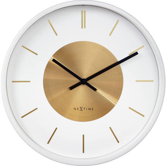 Nextime Retro Ii Stripes Väggklocka 25 Cm, Vit/Guld