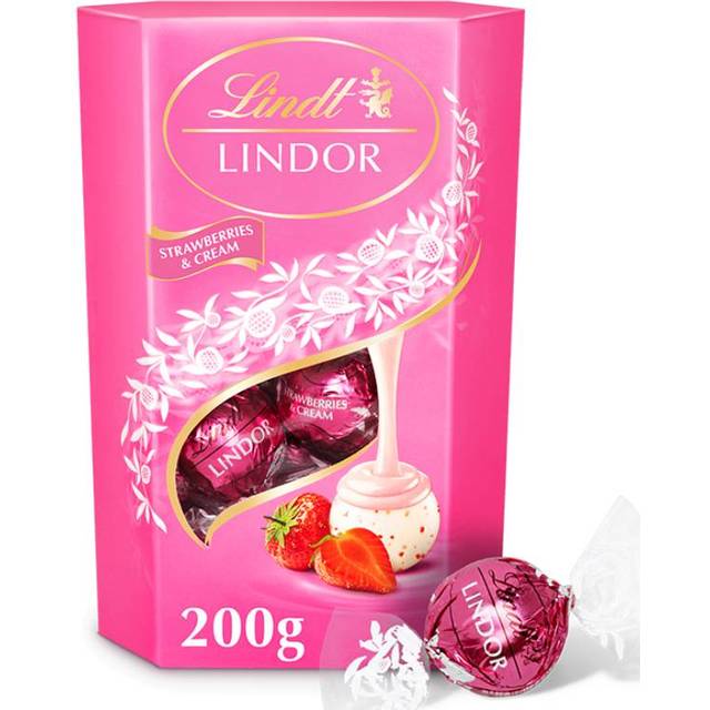 Lindt Lindor Strawberry and Cream Cornet 200g LINDSTRAW