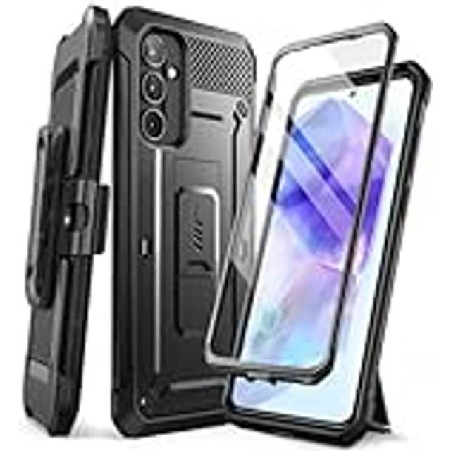 SUPCASE Unicorn Beetle Pro för Samsung Galaxy A55 fodral med stativ [inbyggt skärmskydd och bälte] [Militärt skydd] ställ telefonfodral för Galaxy A55 5G (2024 Release), svart