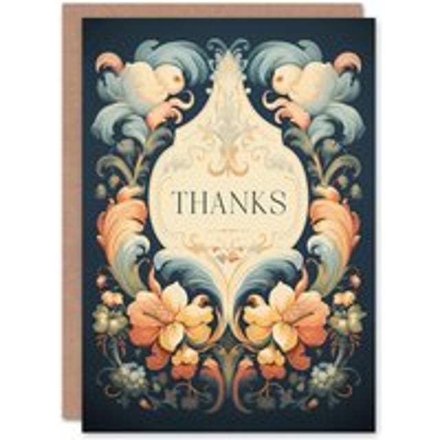 Thank you greeting card elegant floral filigree lily flower for her