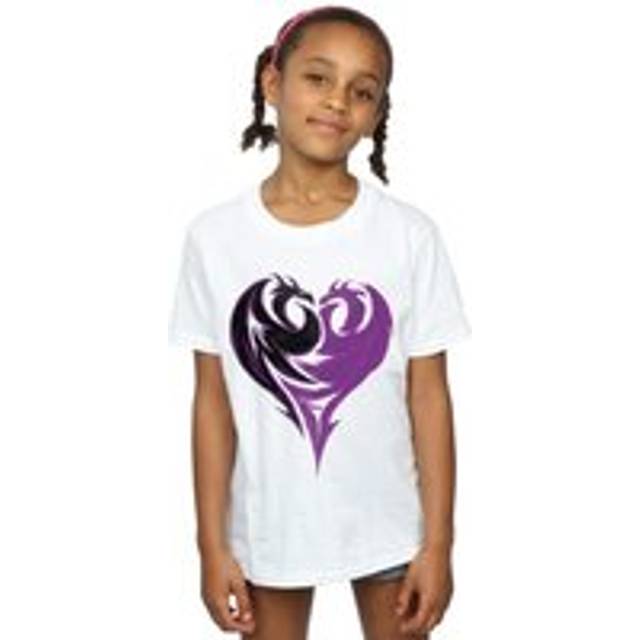 (7-8 Years, White) Disney Girls The Descendants Dragon Heart Cotton T-Shirt