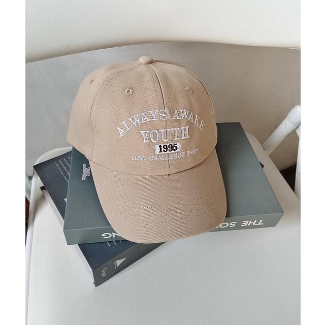 (Khaki) Baseball Cap With Trendy Alphabet Embroidery Sun Shield Hat For Children Casual