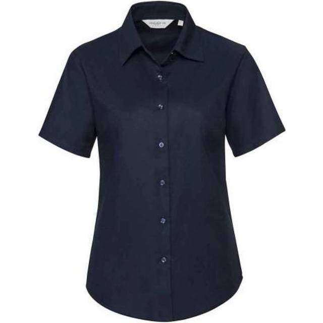 (M, White) Russell Collection Womens/Ladies Oxford Short-Sleeved Shirt