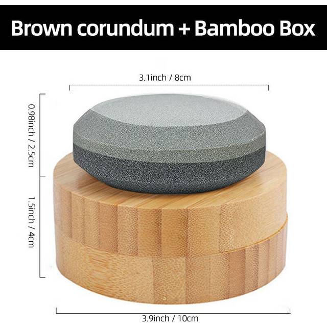 (a-Bamboo box set As shown) Axe Knife Sharpener Professional DualSide Water Whetstone Round Outdoor Portable Pro Grinding Sharpening Kitchen Multi Too