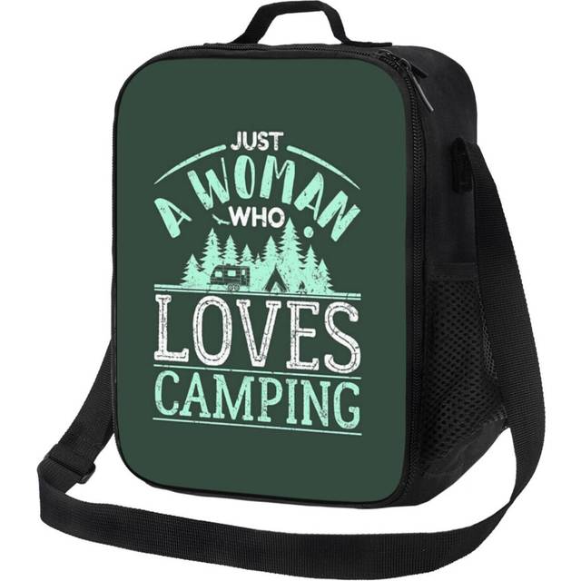 Kids Lunch Bag Just A Woman Who Loves Camping Camper Gifts Insulated Tote Box for Girls Boys Back to School