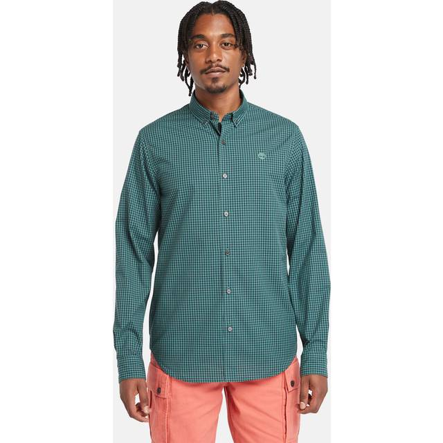 Timberland - Micro-gingham Poplin Shirt for Men in Teal, Man, Teal, Size: M