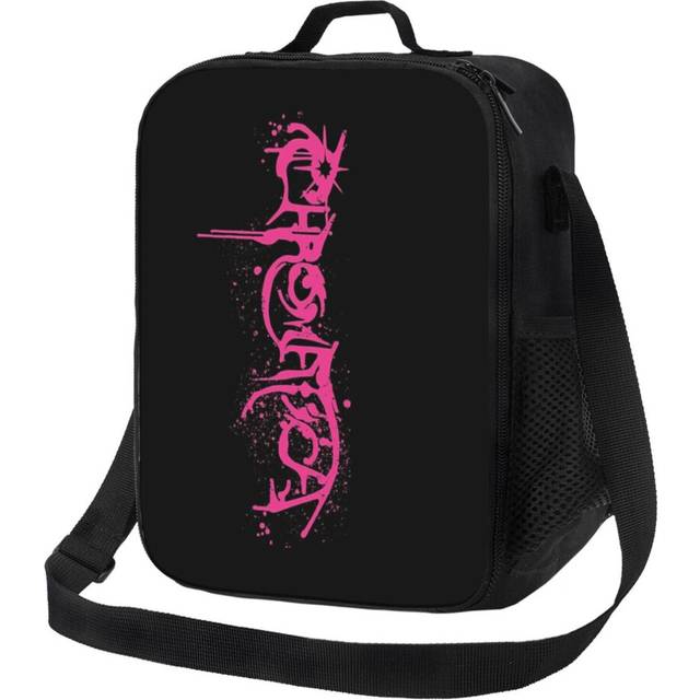 Kids Lunch Bag Lady Gaga Chromatica Logo (Pink Spray Paint On Black) Insulated Tote Box for Girls Boys Back to School