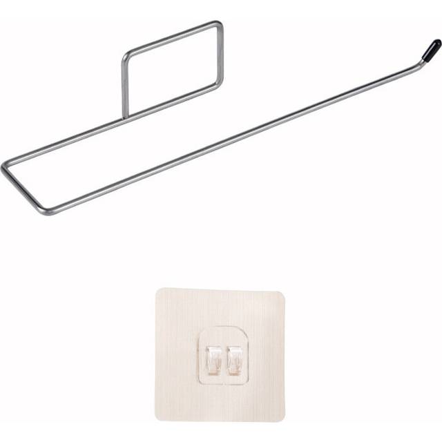 (a-2 pcs) Stainless Steel Hanging Toilet Paper Holder Self Adhesive Hook Punch-free Wall-mounted Tissue Hanger Kitchen Wall Stand
