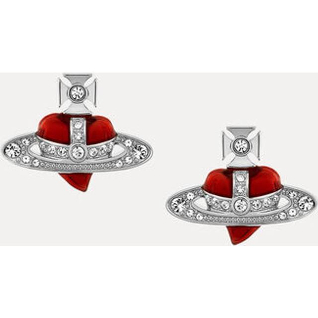 Vivienne Westwood New Diamante Heart Earrings Silver Cubic Zirconia / Enamel Women - ---