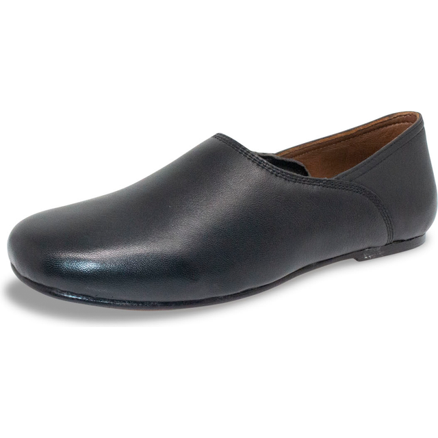 Leather Grecian Slippers with Leather Soles - Black - 7