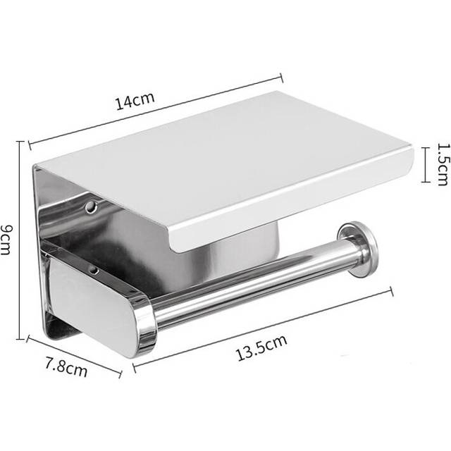 (a-Chrome) Large Gun Grey Toilet Paper Holder Wall-Mounted Paper Roll Holder With Storage Tray Toilet Organizer Phone Bathroom Accessories