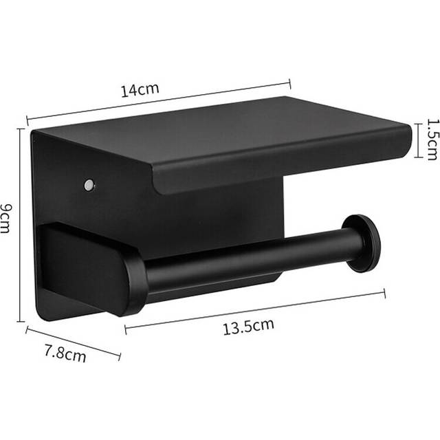(a-Black) Large Gun Grey Toilet Paper Holder Wall-Mounted Paper Roll Holder With Storage Tray Toilet Organizer Phone Bathroom Accessories