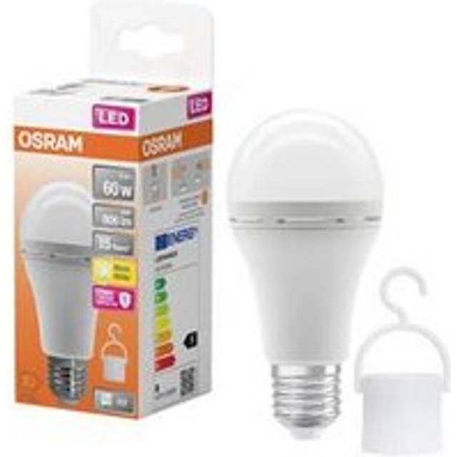 OSRAM LED Campinglampa med inbyggt uppladdningsbart batteri. ljus som konventionella 60W-lampor. varmvitt ljus (2700K). även idealisk för trädgård eller som nödbelysning