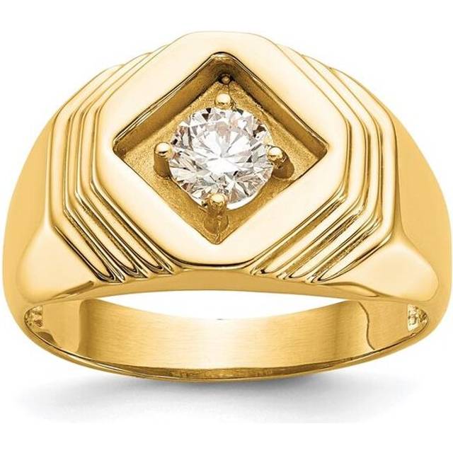 14K 1-stone Fancy Polished Mens Diamond Mounting Ring, Size 10