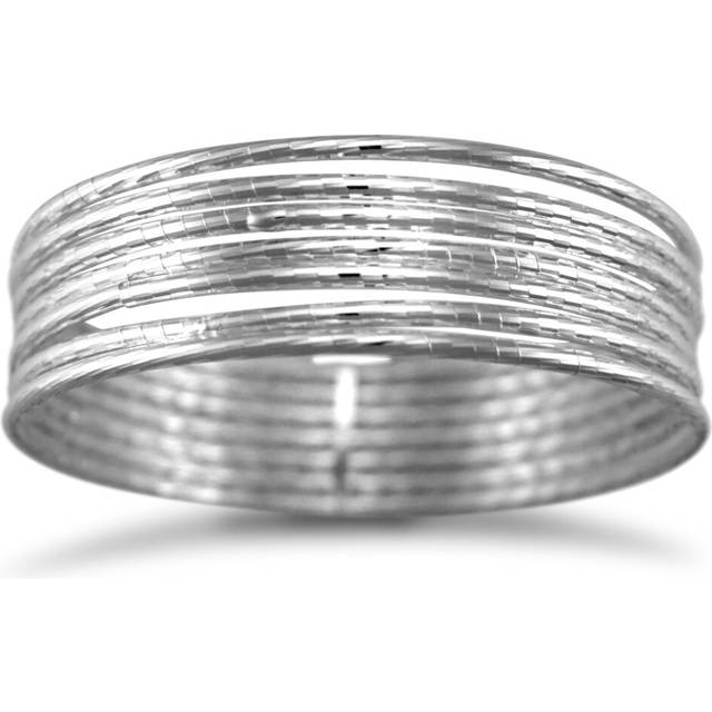 Jewelco London Rhodium Silver 7 strand D/C Slave Bangle - Ladies - ABG006