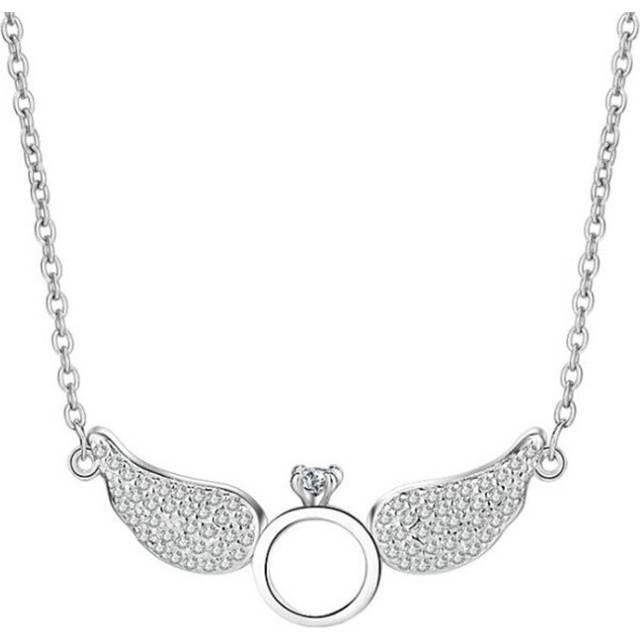 2PCS Copper Necklace  Angel Wingswith Angel Wings Pendant and Short Clavicle Chain