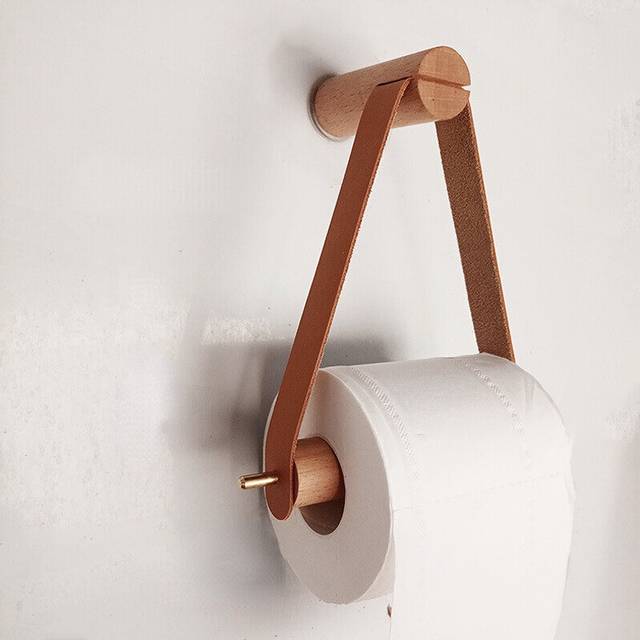 (a-Brown) Wooden Toilet paper holder  Bathroom accessories Nail-free Paper Towel Tissue Holder Wall Mounted Triangle Toilet Towel Holder