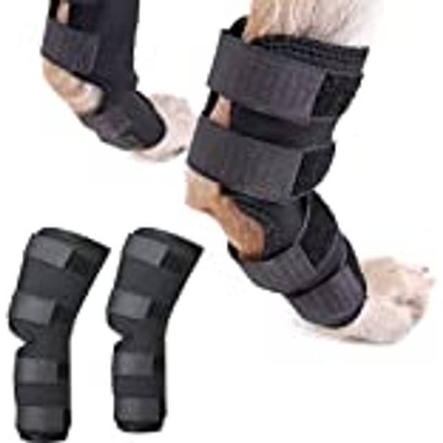 Dog Canine Rear Leg Hock Joint Brace 2Pack Hind Leg Wrap Protector and Extra Supportive, Leg Hock Joint Compression Sleeve for Wound Injury and Sprain