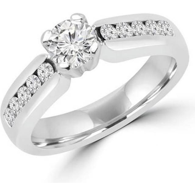 Majesty Diamonds MD160229-6 0.8 CTW Round Cut Diamond Fashion Engagement Ring in 18K White Gold, Size 6