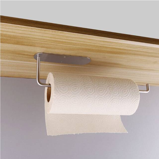 (a-Sliver B) Toilet Paper Holder 304 Stainless Steel Sliver Brushed Adhesive Wall Mounted Kitchen Paper Roll Shelf  Tissue Towel Hanger Rail