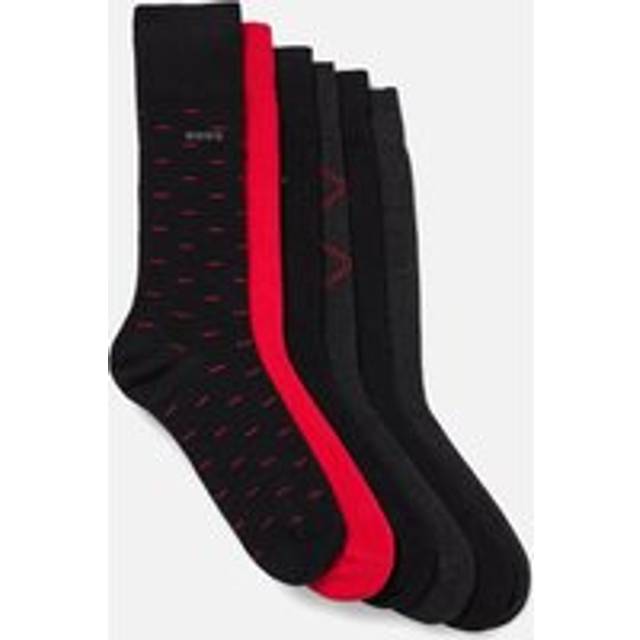 Men's BOSS Black 6P RS GiftDesign CC Socks 640 Open Red - Black/Black