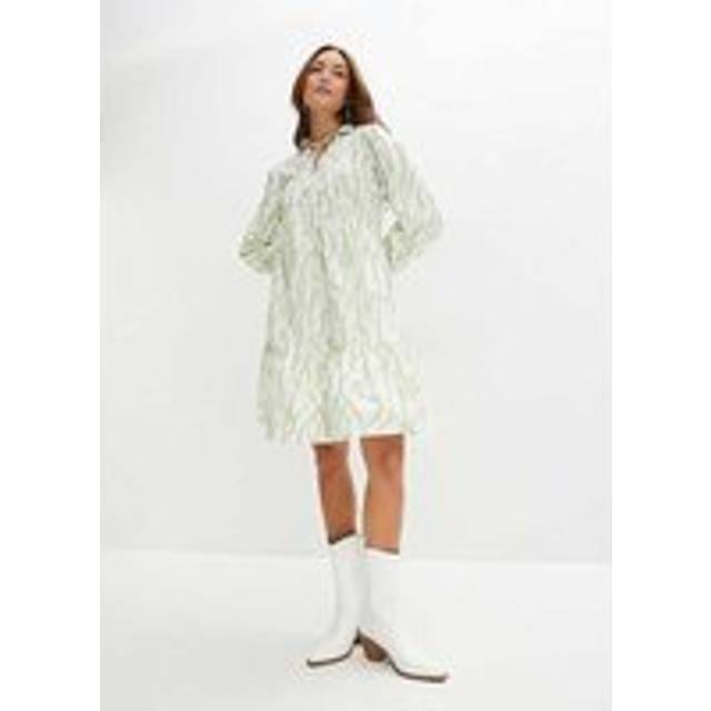bonprix Cotton Tunic Dress - Sage