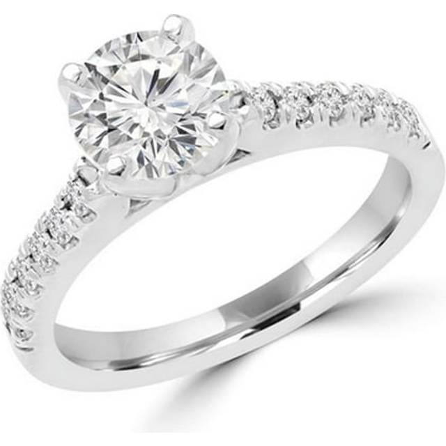 Majesty Diamonds MD160214-6.5 0.8 CTW Multi-Stone Round Diamond Engagement Ring in 14K White Gold, Size 6.5