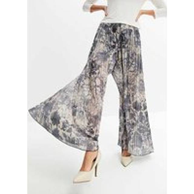 bonprix Pleated Chiffon Trousers - Multi