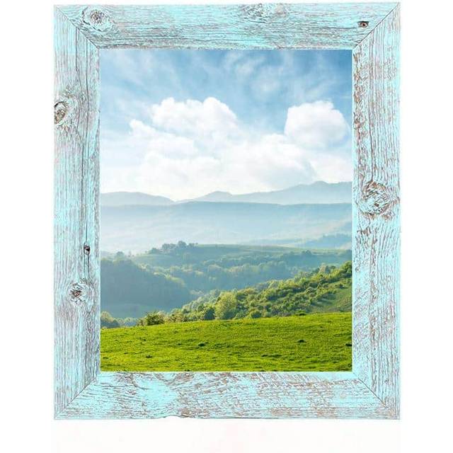 BARNWOODUSA | Farmhouse 8x10 Picture Frame | 1 1/2 inch Molding | 100% Reclaimed Wood | Rustic | Robins Egg Blue