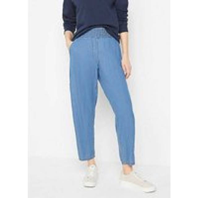 bonprix Elasticated Waist Cropped Jeans - Denim