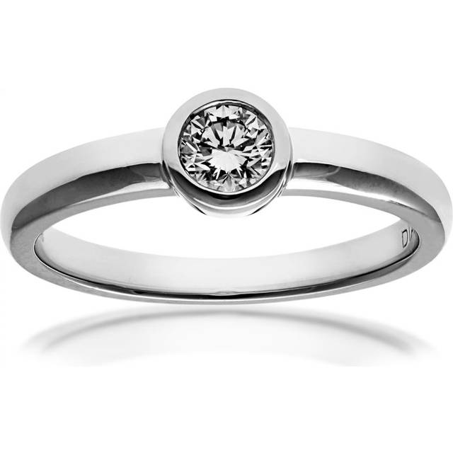 Diamant L'Eternel Womens 18ct White Gold 0.25ct Round Brilliant Cut Certified Diamond Solitare Ring - Size O
