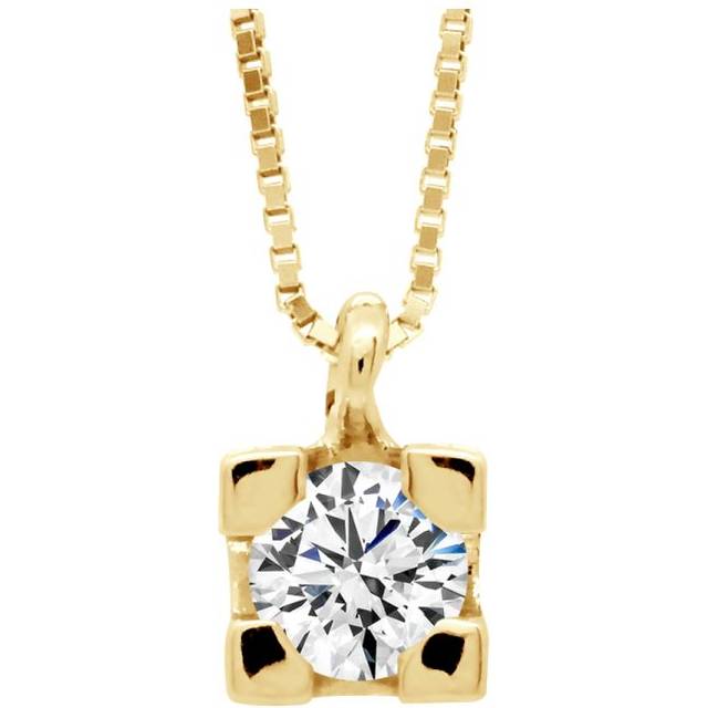 Diadema Womens - Necklace with Diamonds - Yellow Gold Venetian Chain - White - One Size
