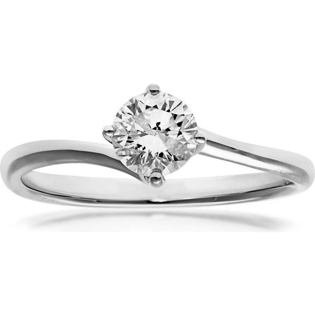 Diamant L'Eternel Womens 18ct White Gold 0.50ct Round Brilliant Cut Certified Diamond Solitare Ring - Size K 1/2