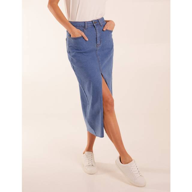 Blue Vanilla Womens High Rise Denim Maxi Skirt - Size 14 UK