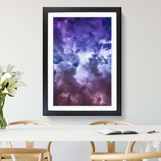 Purple Clouds in Abstract - Picture Frame Graphic Art Print - Black (60cm H x 40cm W x 2cm D)
