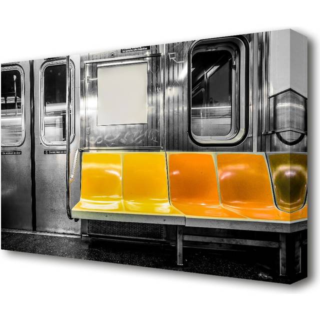 'Yellow Seats in the Subway New York' - Wrapped Canvas Photograph Print (101.6 cm H x 142.2 cm W x 4.4 cm D)