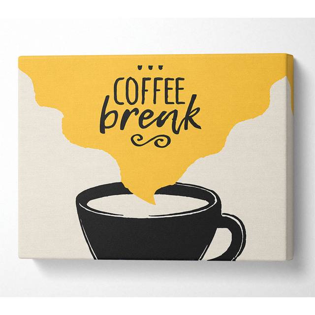Coffee Break Canvas Watercolour - Black;Beige;Yellow (101.6cm H x 142.2cm W x 10cm D)