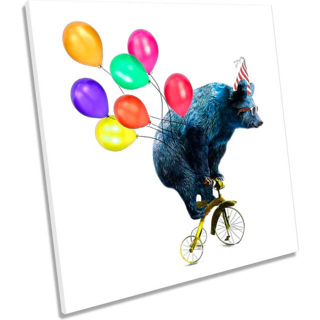 Bear Bike Balloons - Wrapped Canvas Graphic Art (40.6cm H x 40.6cm W x 2cm D)