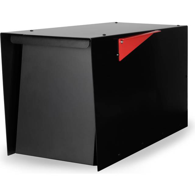 Ilyapa Large Modern Mailbox for Outside Post Mount  Black Corrosion Resistant Powder Coated Metal  Weatherproof Steel Design wit