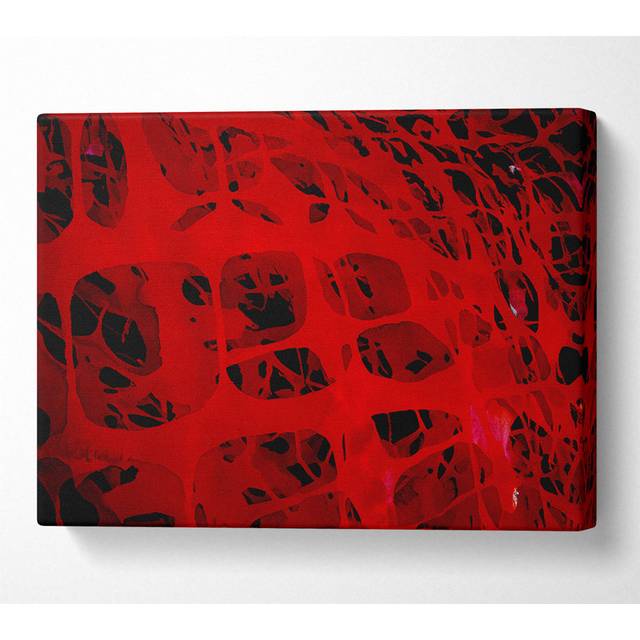 Red Squares - Wrapped Canvas Art Prints - Multicolour (66cm H x 106.6cm W x 10cm D)