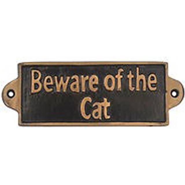 Beware of The Cat Wall Plaque - Metal - L1 x W15 x H6 cm